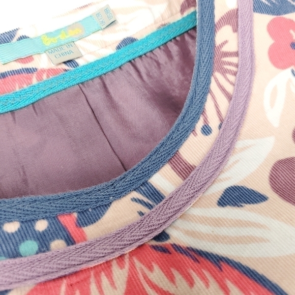 🔴 Anthropologie Boden Beige Coral Blue Floral Corded Boho Dress Sz 8R - Picture 6 of 15